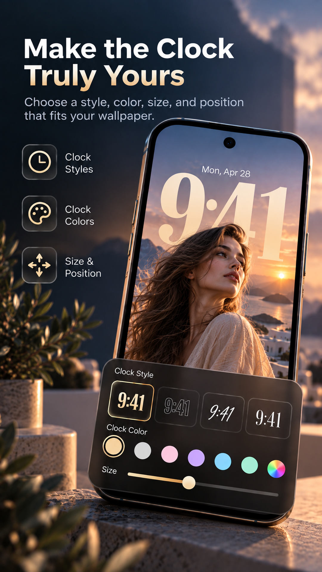 Customize the live lock screen clock